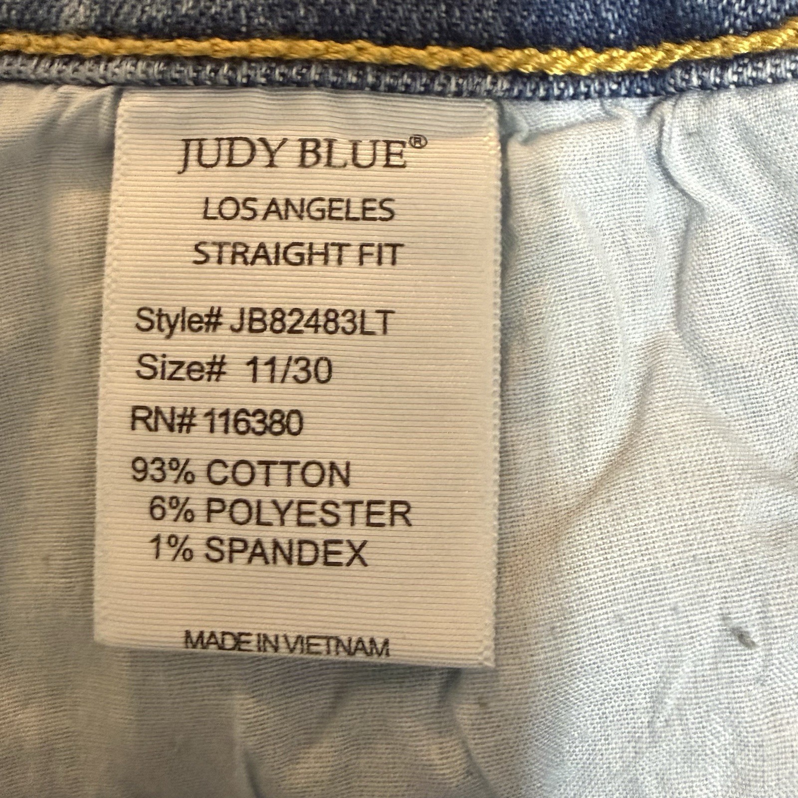 Judy Blue High Waist V-Front Vintage Wash Straight Denim Jeans – Size 11 / 30