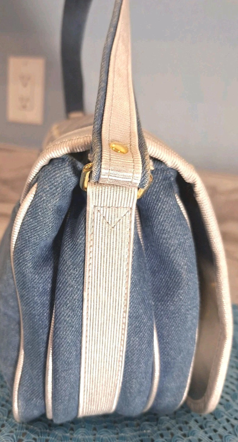 TangoBag Denim/Canvas Silver Organizer Multi Pocket Crossbody Handbag