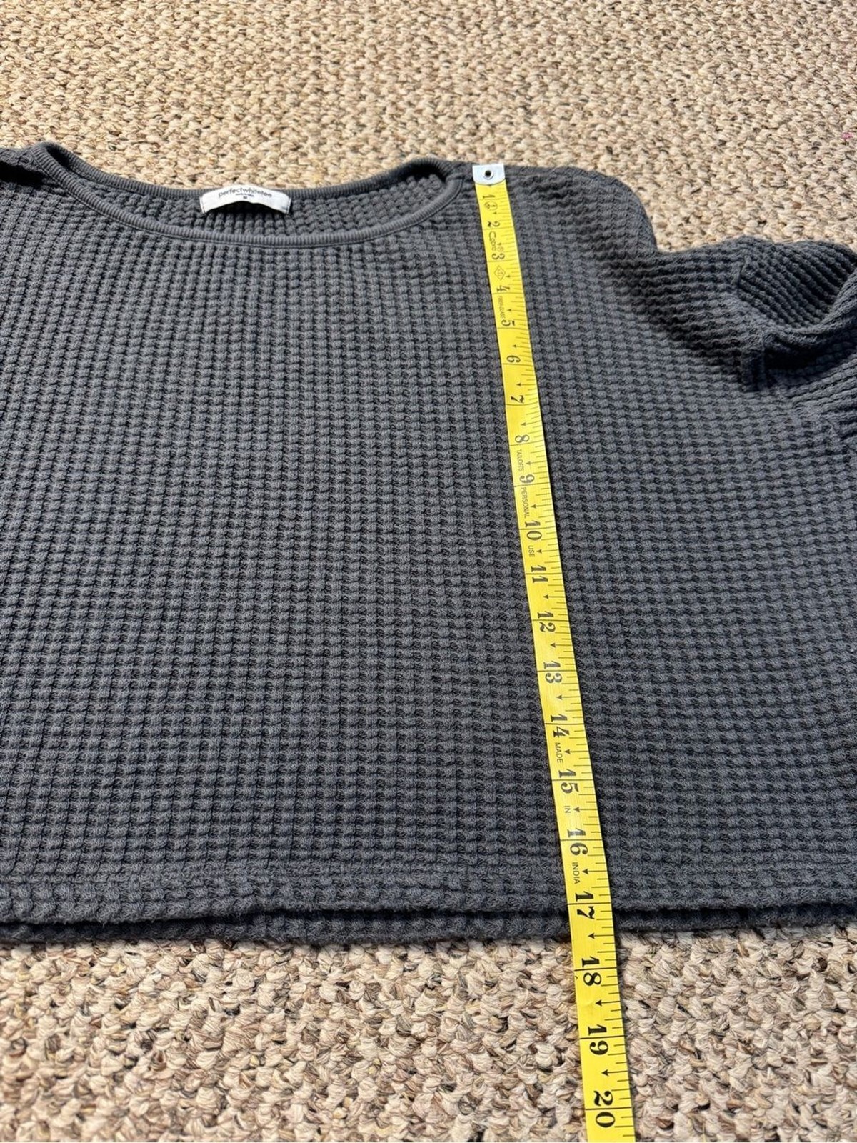 perfectwhitetee Luna Waffle Long Sleeve Top size M