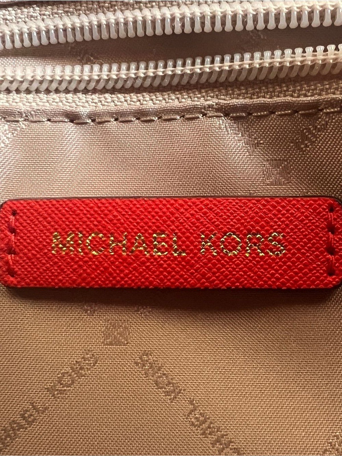 Michael Kors Red Saffiano Satchel with Gold Hardware