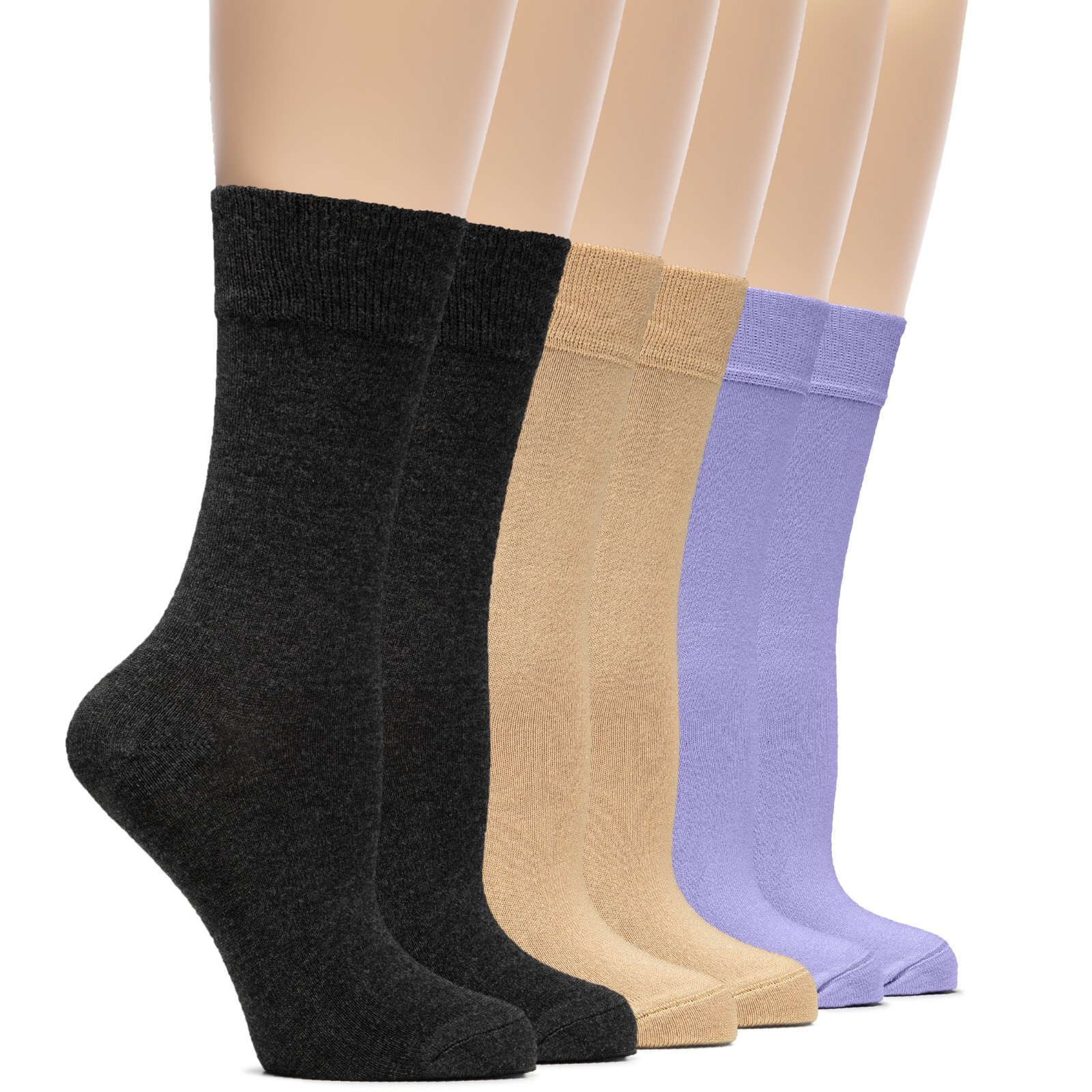 Womens Crew Bamboo Dress Socks, Business Trouser Casual, 6 Pairs, by Hugh Ugoli