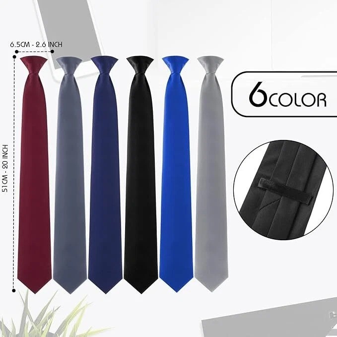 Clip on Ties for Men 6 Packs Solid Color MenS Tie Clip on Necktie 20 Inches