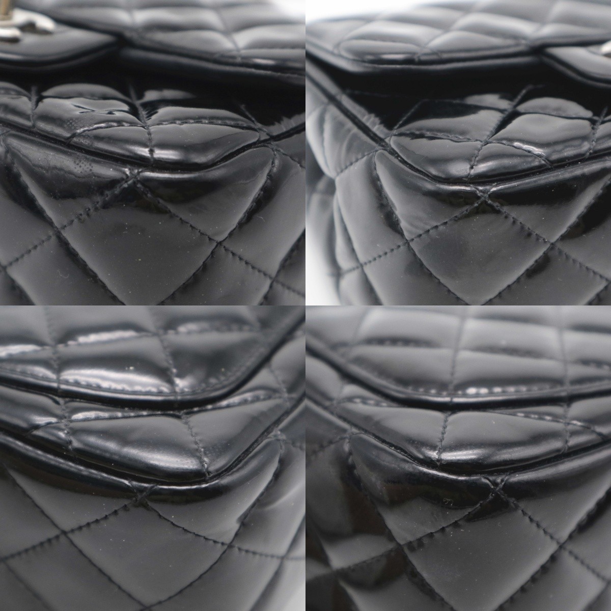 Chanel Black Mini Classic Square Flap Bag Silver Hardware Patent Leather
