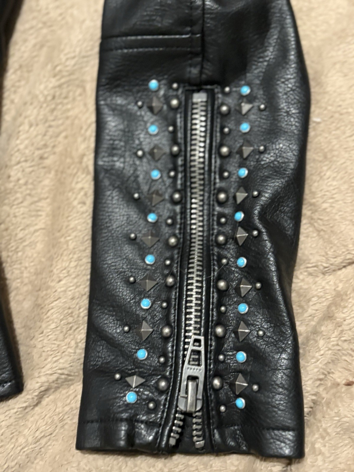 BlankNYC Women’s Black Studded Moto Jacket Full Zip Lined Biker Style Size XS