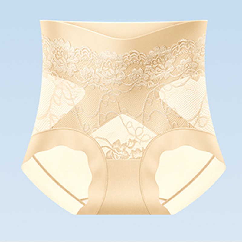 Women Briefs High Waist Thin Seamless Floral Tummy Control ShapeUnderpants 32961