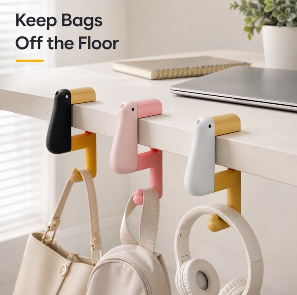 3-Pack Foldable Non-Slip Bird Purse Hook – Compact Table & Travel Bag Hanger