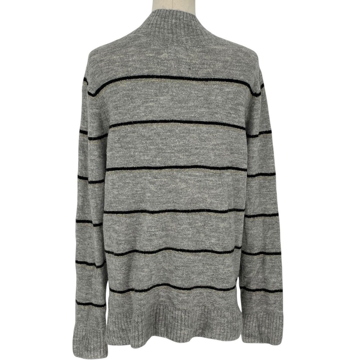 Old Navy Gray Black Striped Mock Neck Sweater Pullover Long Sleeve Size L