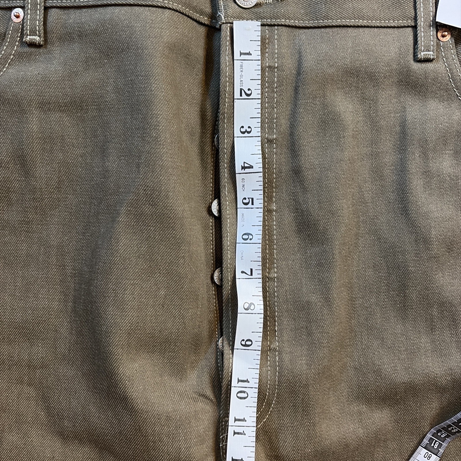Levis 501 Shrink To Fit Button Fly Jeans Color Dark Khaki Rigid 46×34