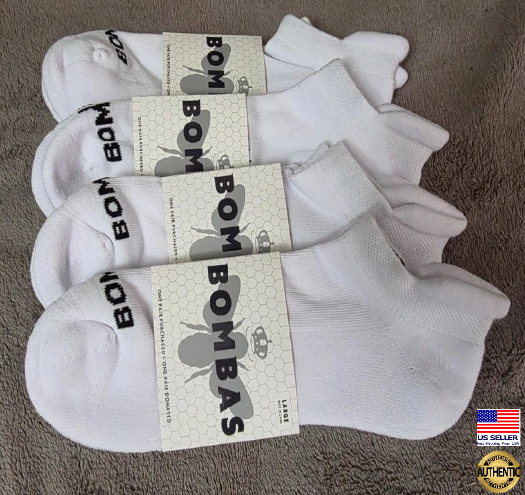 4-Pack (4 pairs) Bombas Solids Ankle Socks – Large – White