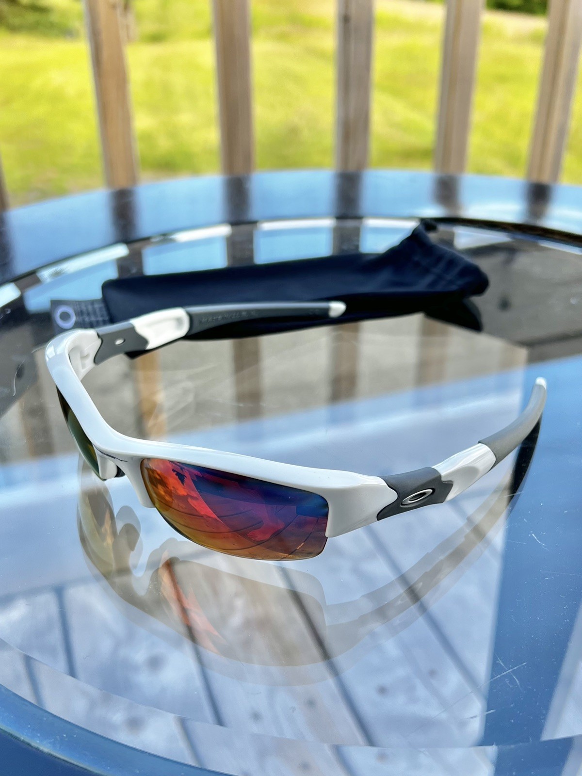 OAKLEY FLAK JACKET POLISHED WHITE POLARIZED SUNGLASSES 03-882