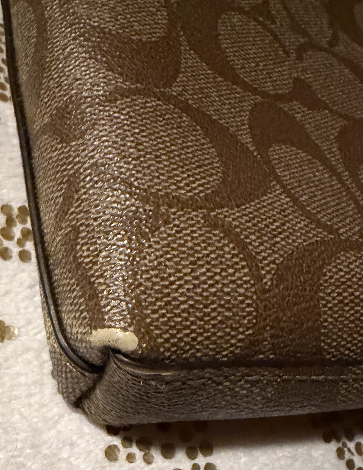 Coach Signature Monogram Zip Wristlet Graffiti Logo Brown Multicolor
