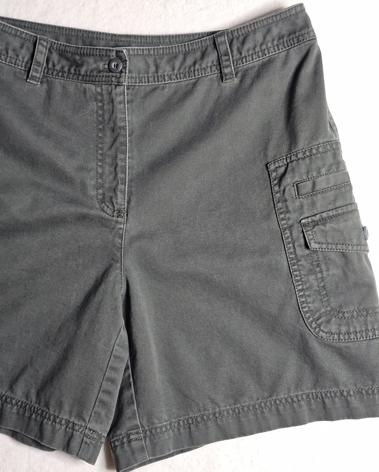 Rafaella Womens Utility Shorts Size 10 Gray 100% Cotton 2-Pocket Cargo Y2K Style