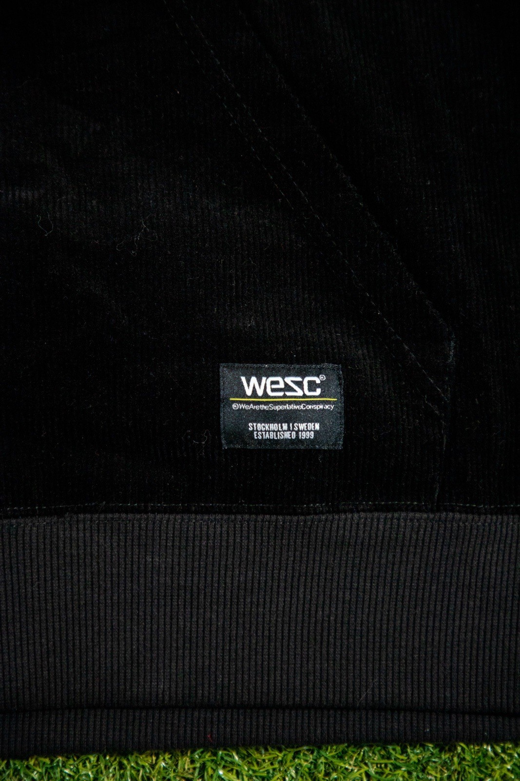 WESC Corduroy Hooded Sweater Black Size Medium
