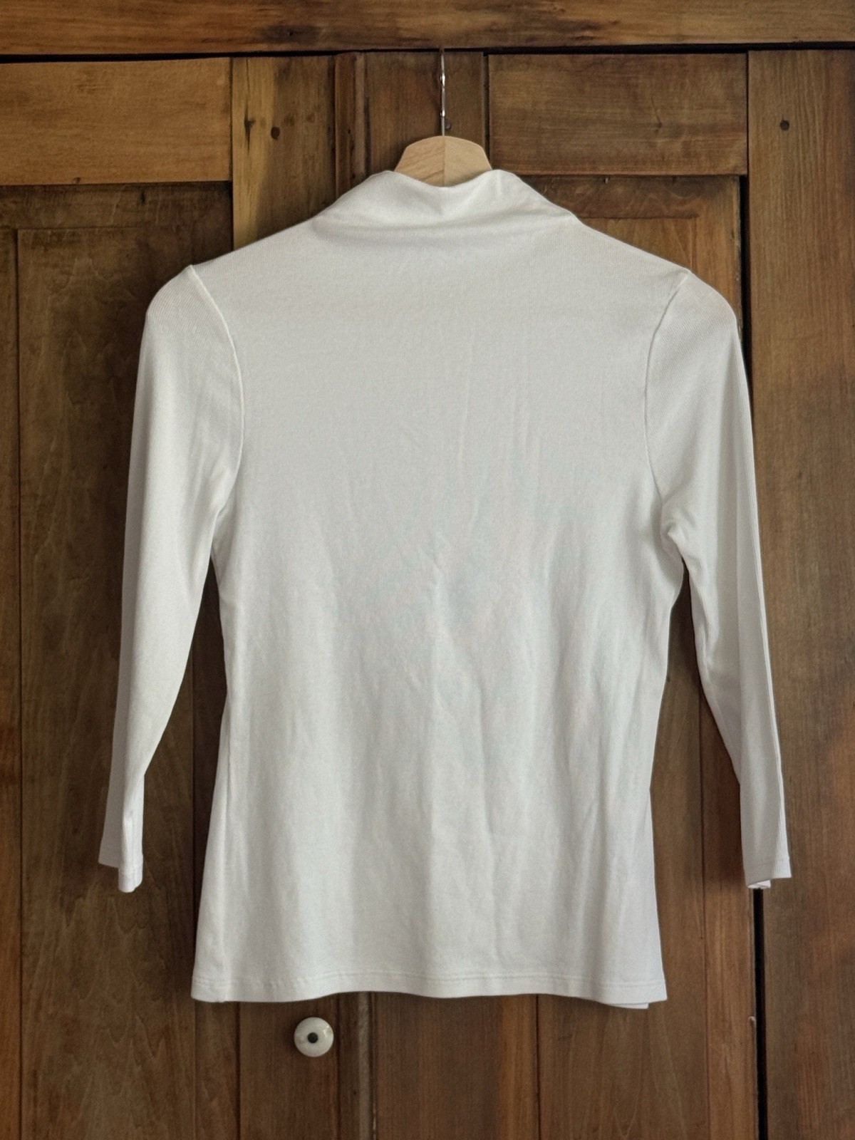 Nordstrom S White 3/4 Sleeve Mock-neck Top Classic Pima Cotton Casual