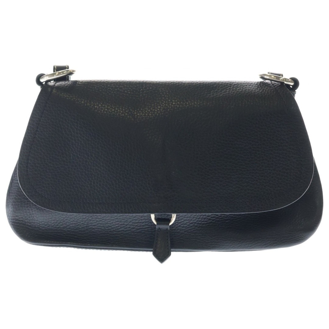 PRADA Triangle Logo Plate Leather One Shoulder Bag Black Used d406ffa00d0838f3b1