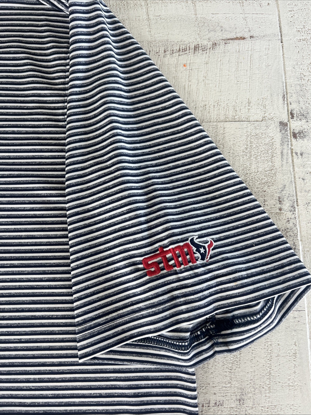 Cutter & Buck Houston Texans STM Navy And White Striped Polo Men’s Large