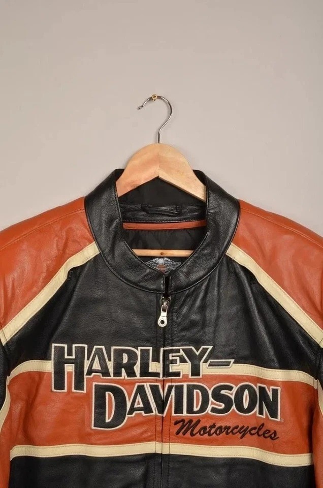 H-Davidson Jackets Men’s Classic Cruiser Motorcycle Biker Cowhide Leather Jacket