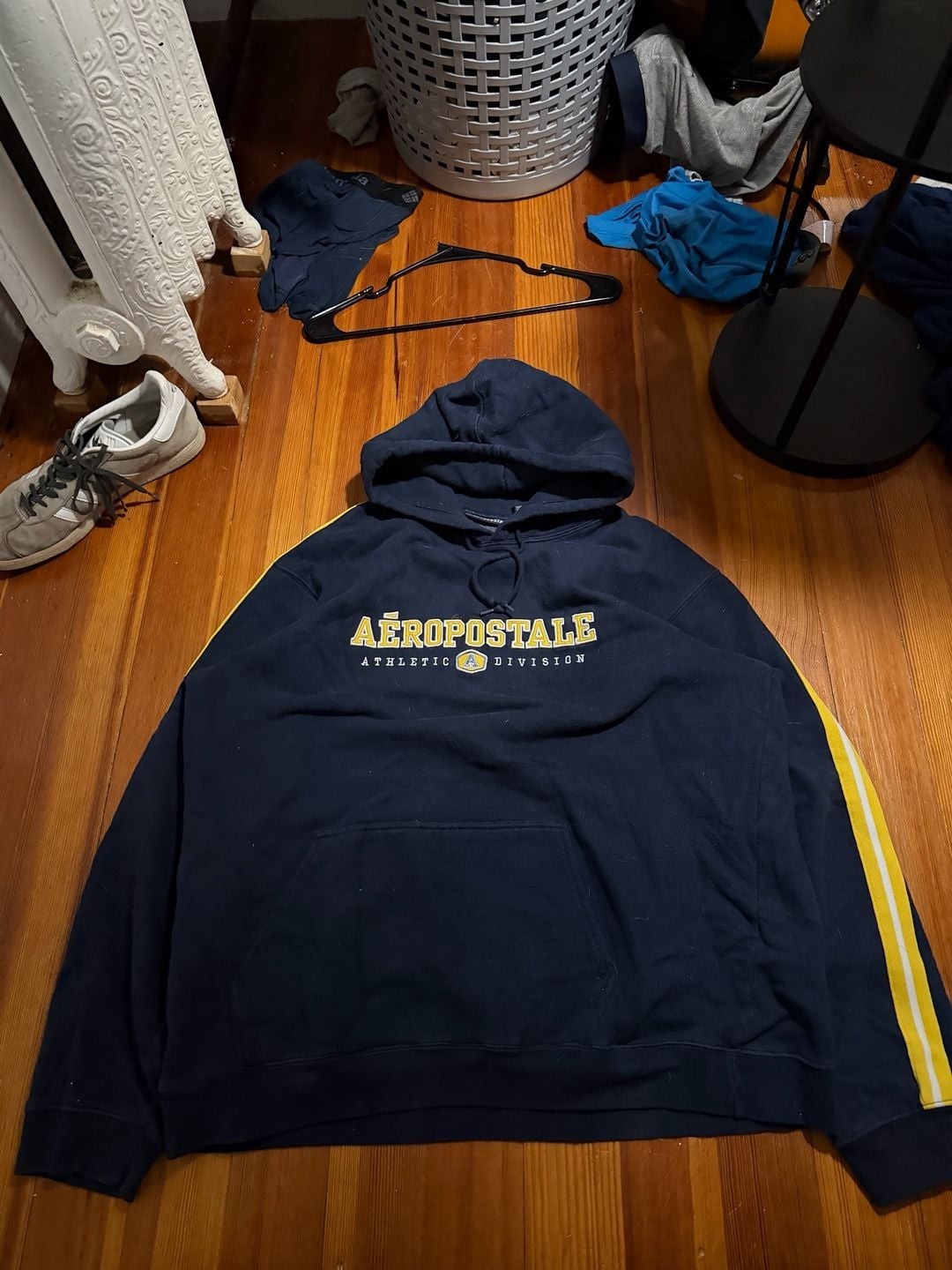 Aeropostale Athletic Division Navy Blue Embroidered Pullover Hoodie
