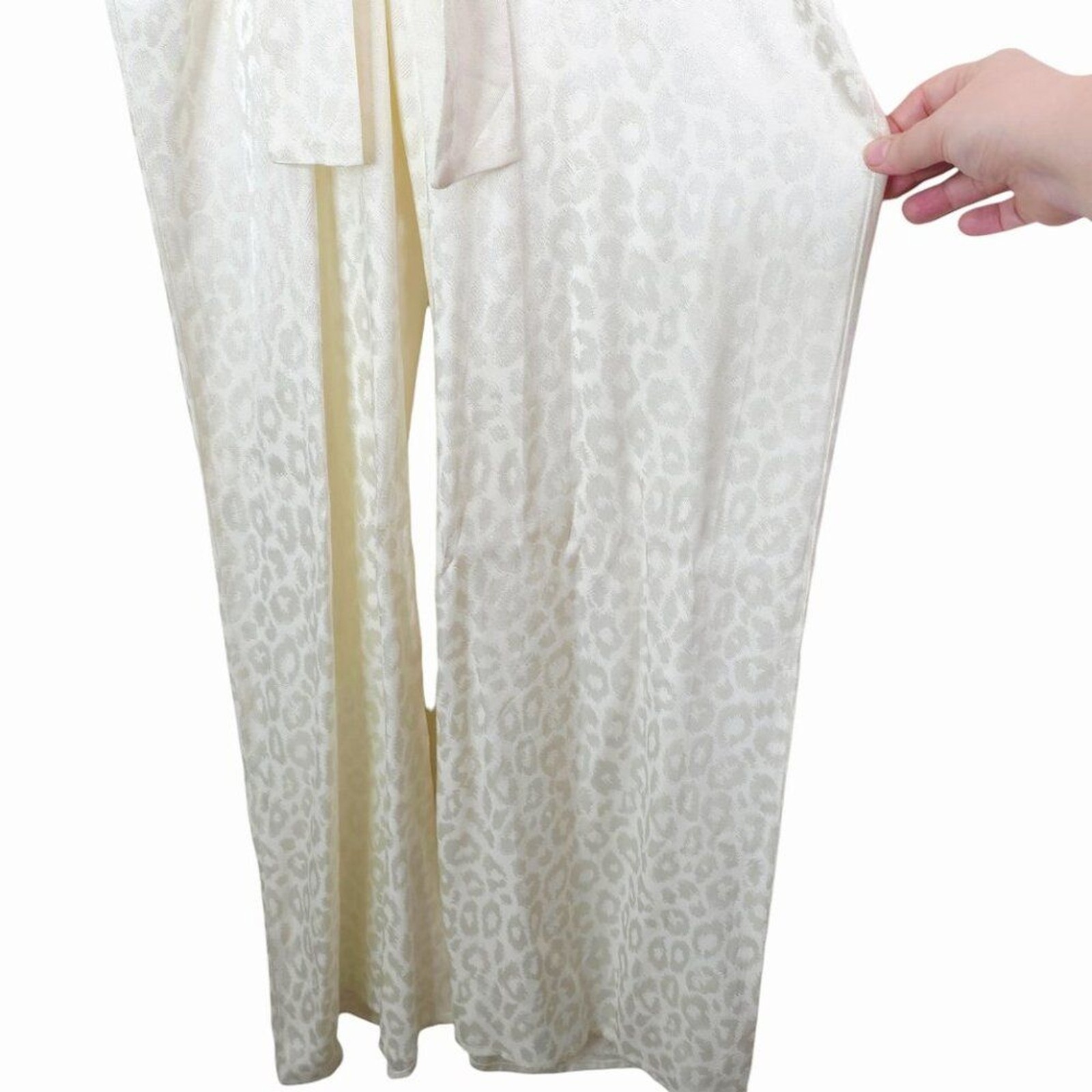 Rat & Boa Bianco Kimono Jumpsuit Satin White Animal Print Wide Leg Size XS