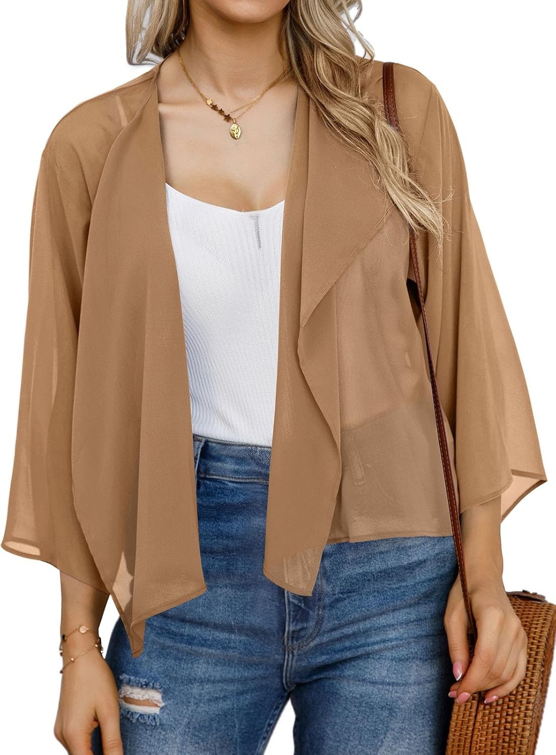 Womens Summer Short Shrugs Kimono Cardigan Casual Chiffon Bolero Jacket Tops