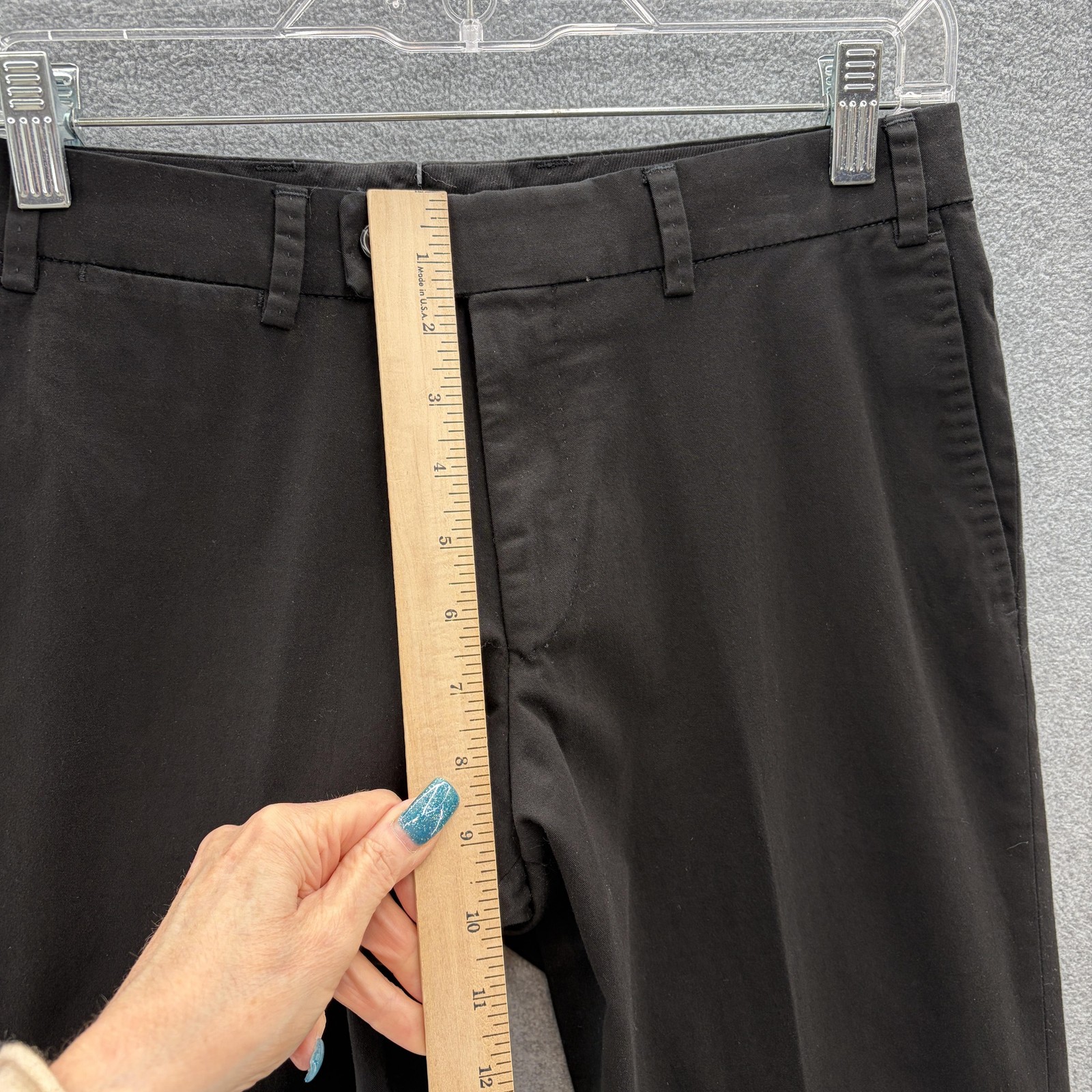 Hiltl Pants Mens 31×29 Black Stretch Chino Parma Dress Flat Front Trousers