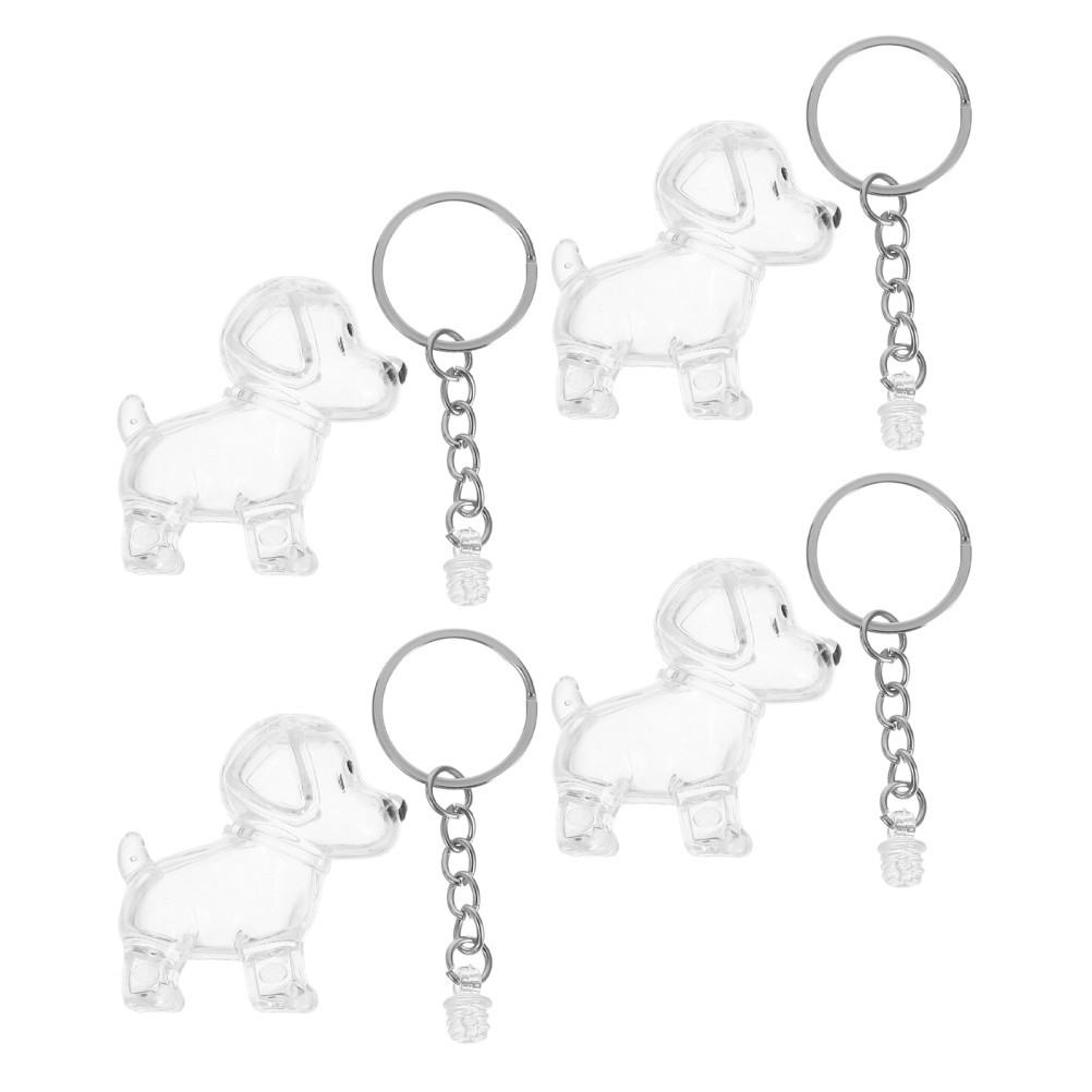 4Pcs Dog Transparent Lightweight Hair Storage Keychain Pet Memorial Souvenir