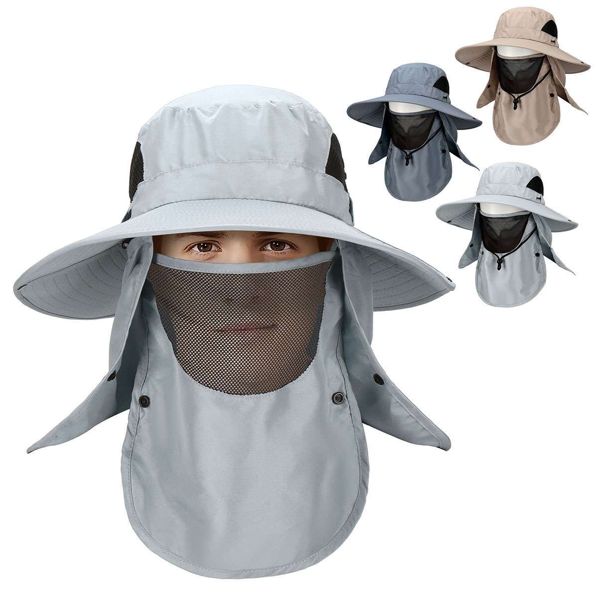 Summer Bucket Boonie Hat Neck Flap Cover Sun Wide Brim Fishing Garden Hiking Cap