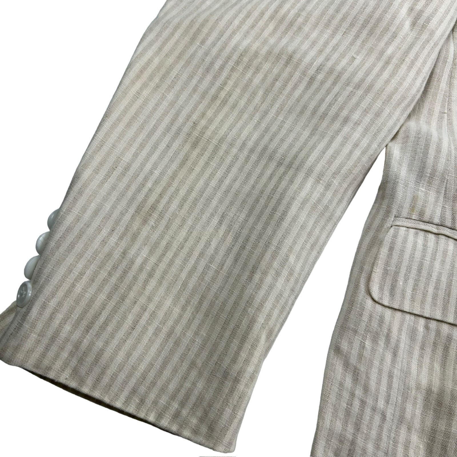 Haspel Men’s 100% Linen 2-Button Blazer Cream Stripe • 42R