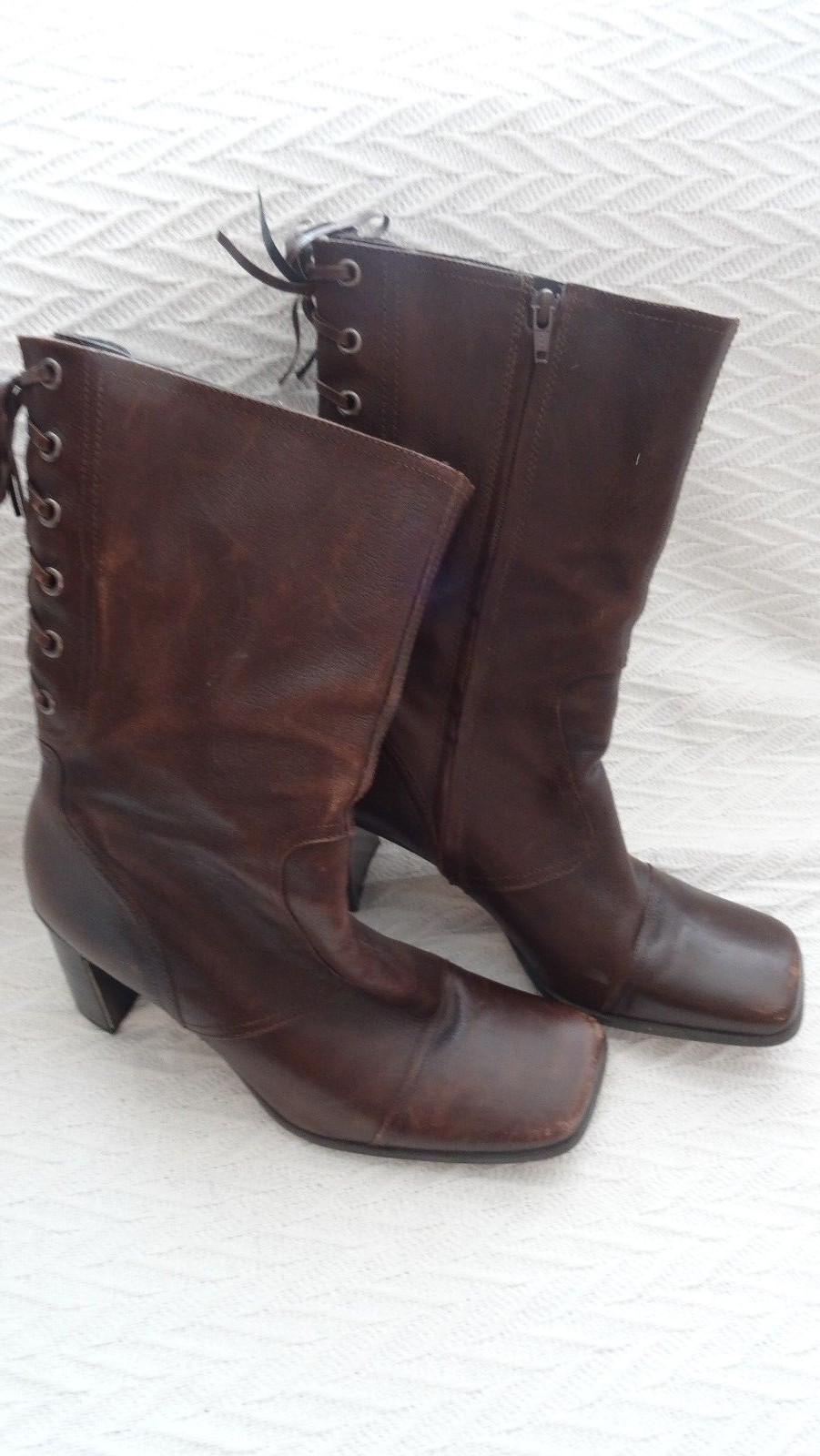 NINE WEST Women’s Rand Size 10 1/2 Medium 10.5 M Mid Calf Boots Brown Leather