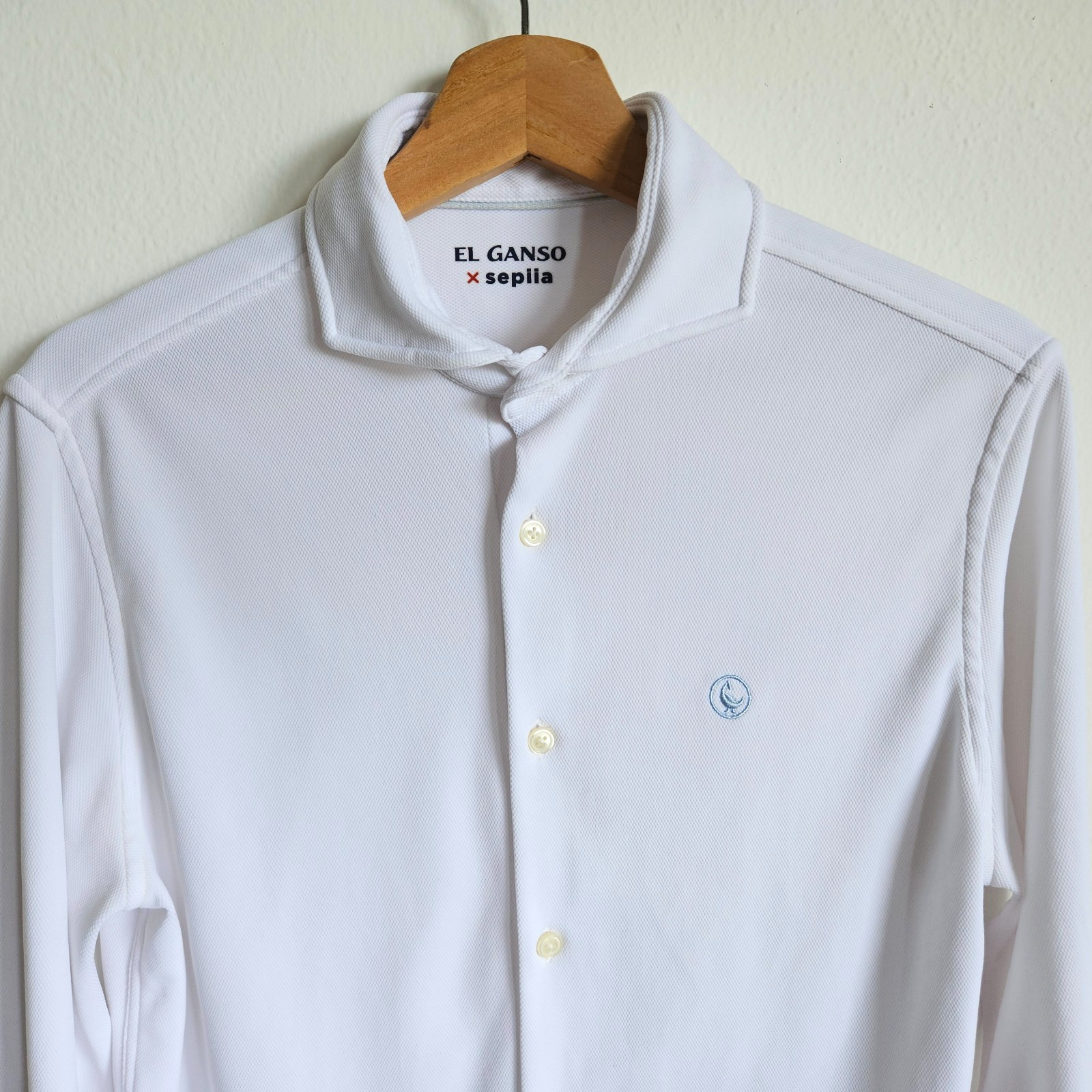 El Ganso x Sepiia Tech Shirt White Slim Fit Performance Water Repellent Size M