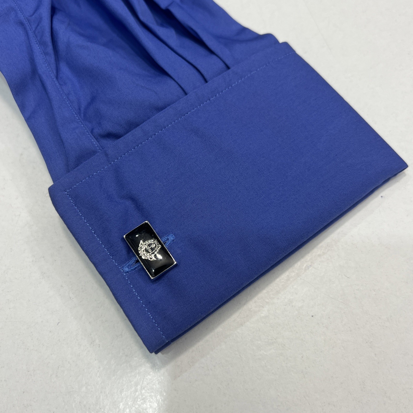 TM Lewin Men’s Blue Double Cuff Shirt – Pure Cotton – 16” Collar (46” Chest)