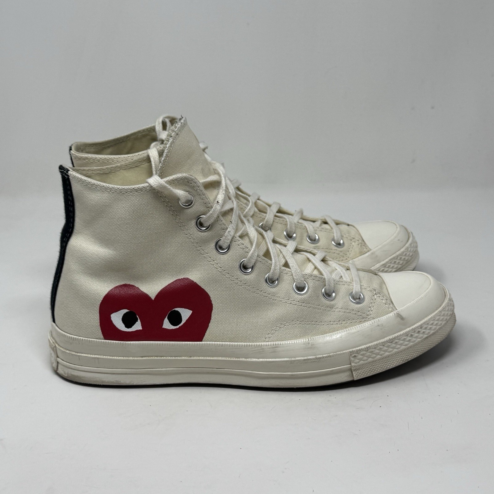 Converse x Comme des Garcons Play Chuck 70 Hi Mens 10 White Grunge Skate Shoes