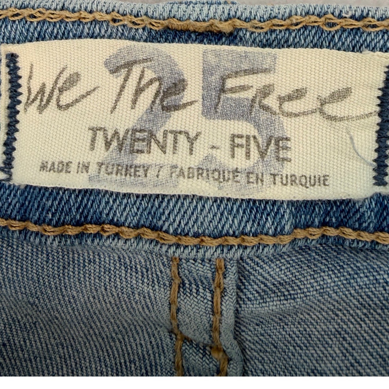 We The Free Free People Distressed Fringe Hem Skinny Jeans 25 Blue Boho Festival
