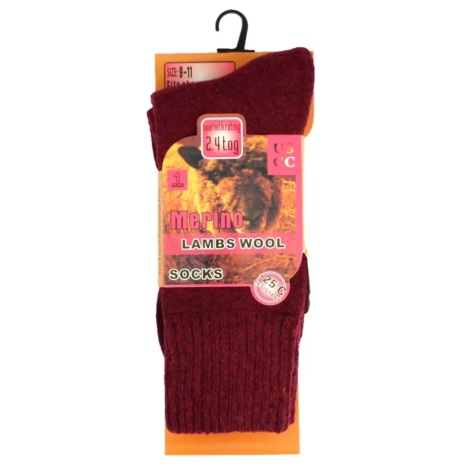 6 Pairs Men Womens Merino Lambs Wool Thermal Socks Heavy Duty Winter Warm Socks