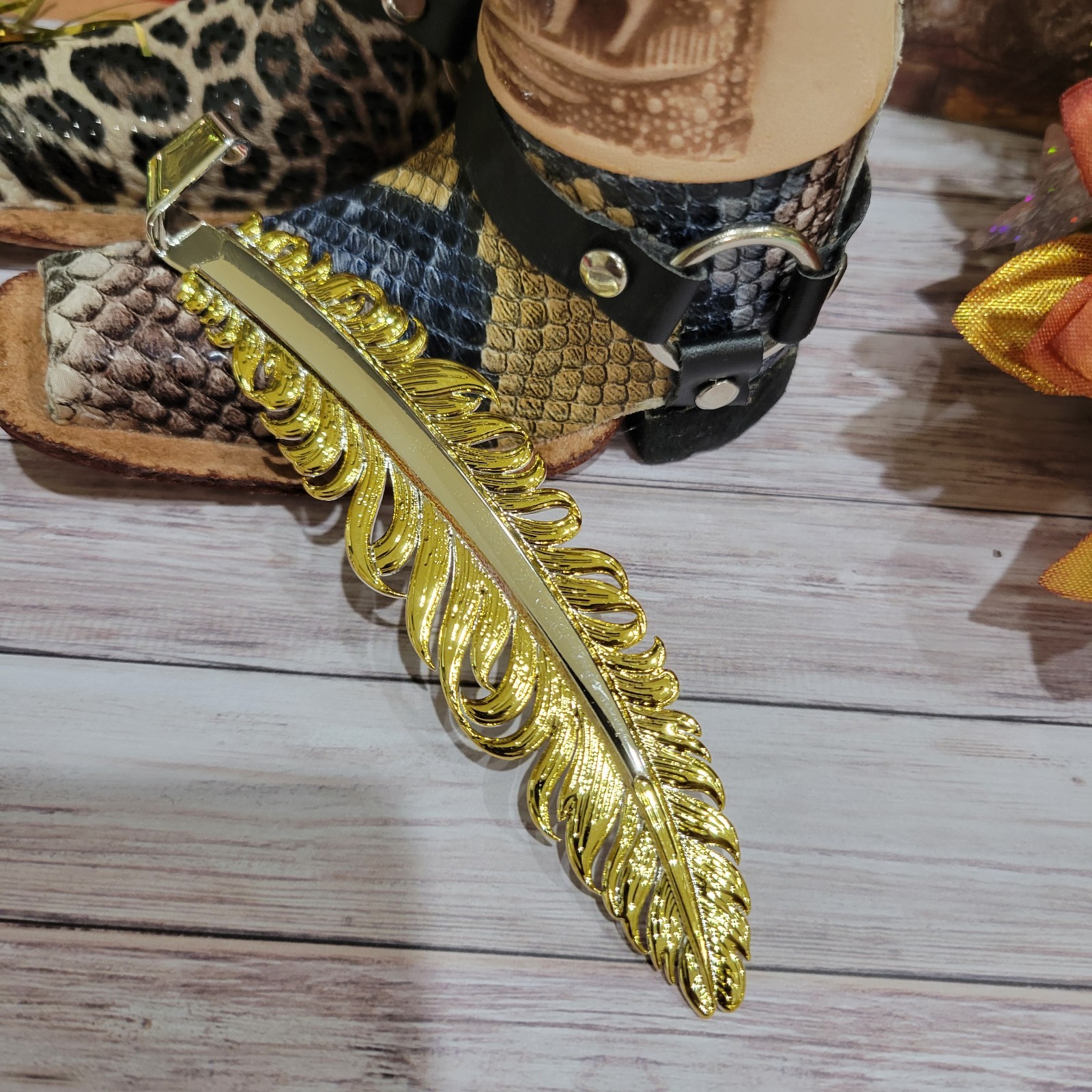 Silver Gold Hat Feather for Cowboy Hat Two Tone Pluma Gift Item