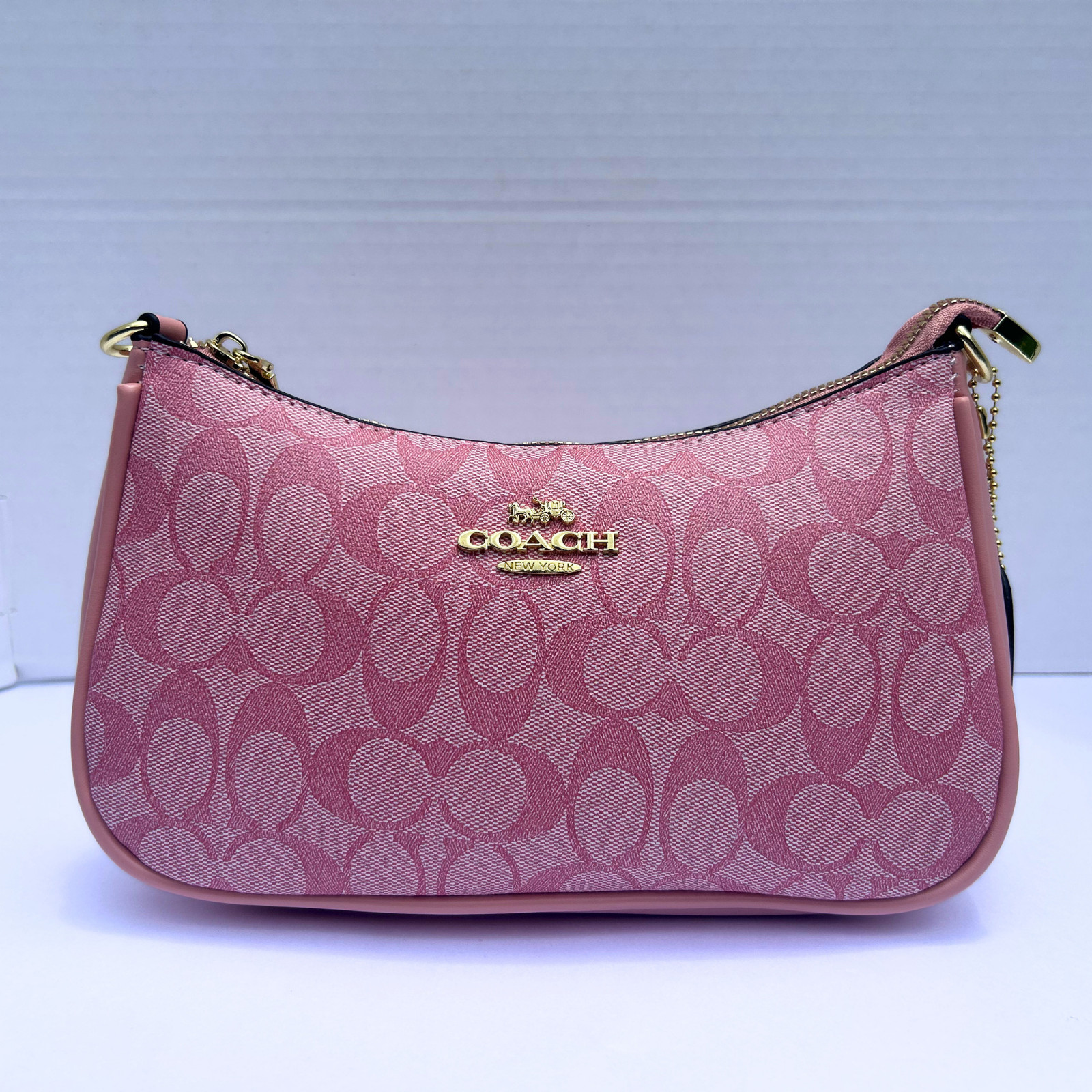 NEW COACH Teri Shoulder Bag In signature canvas/Gold/Powder Pink CAL51