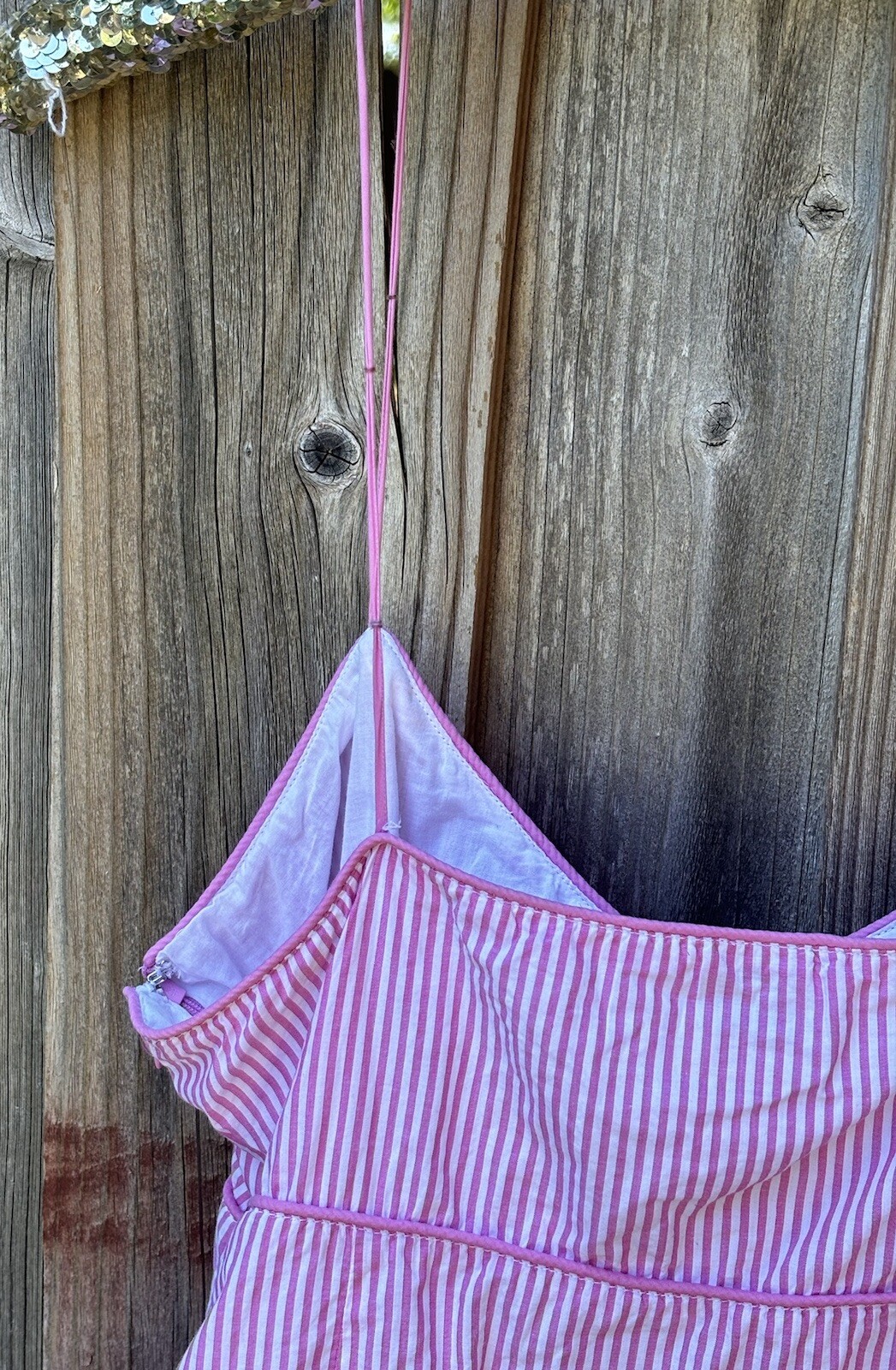 Gap Cami Summer Top Side Zip W 12 Pink White Stripes Lined Fresh Chic Straps