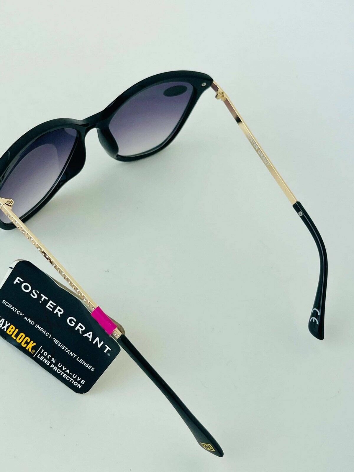 Foster Grant Maxblock 100% UVA / UVB Protection Black Gold Sunglasses For Women