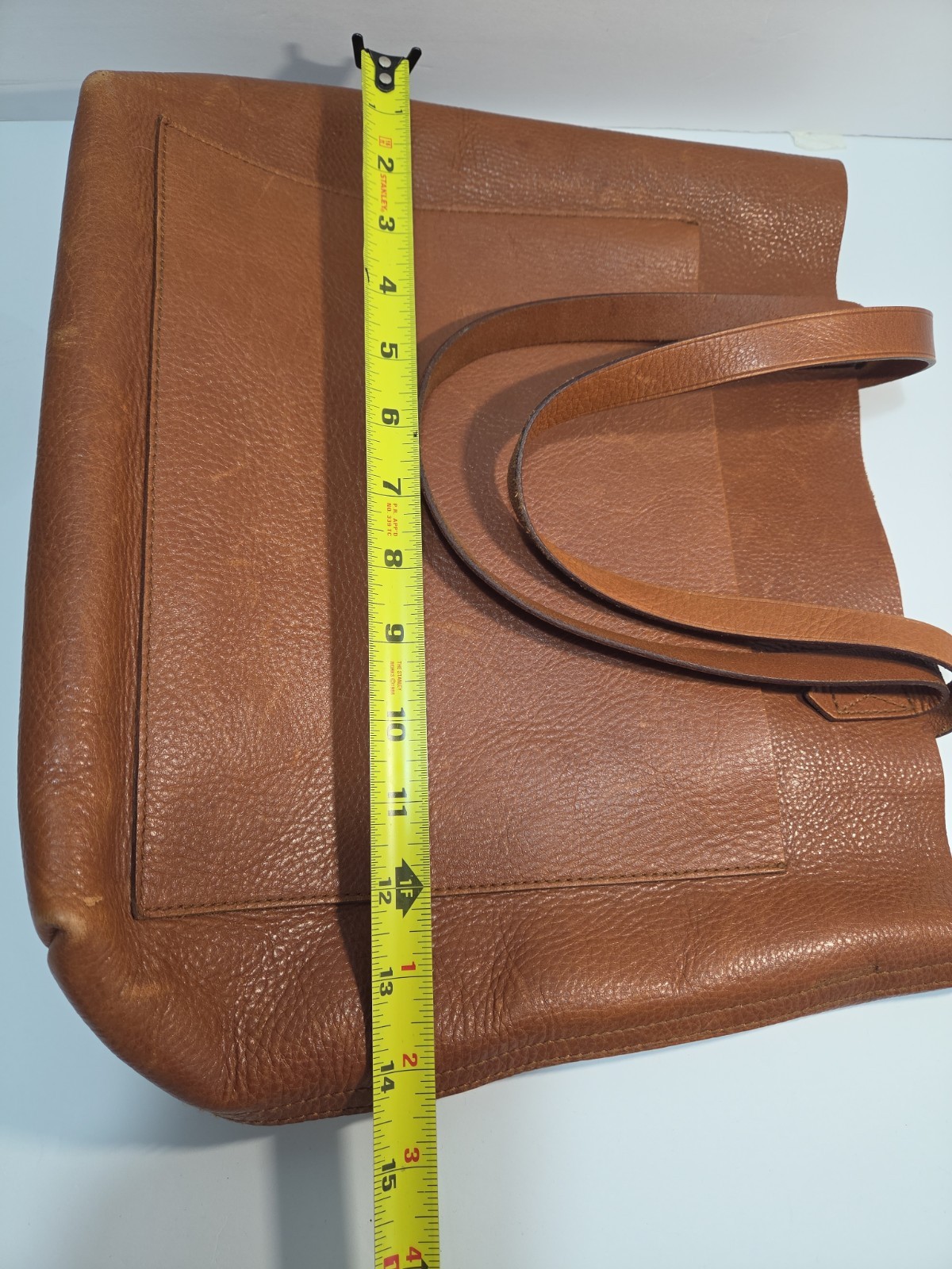 Madewell Cognac Brown Pebbled Leather Tote Bag Double Handle Carryall