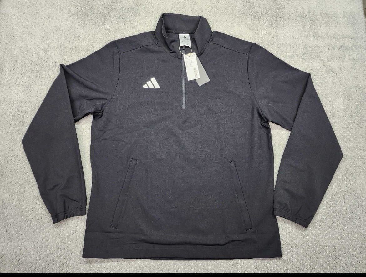 Adidas Ultimate Woven Jacket Mens Medium Black Golf Windbreaker 1/4 Zip KE6381