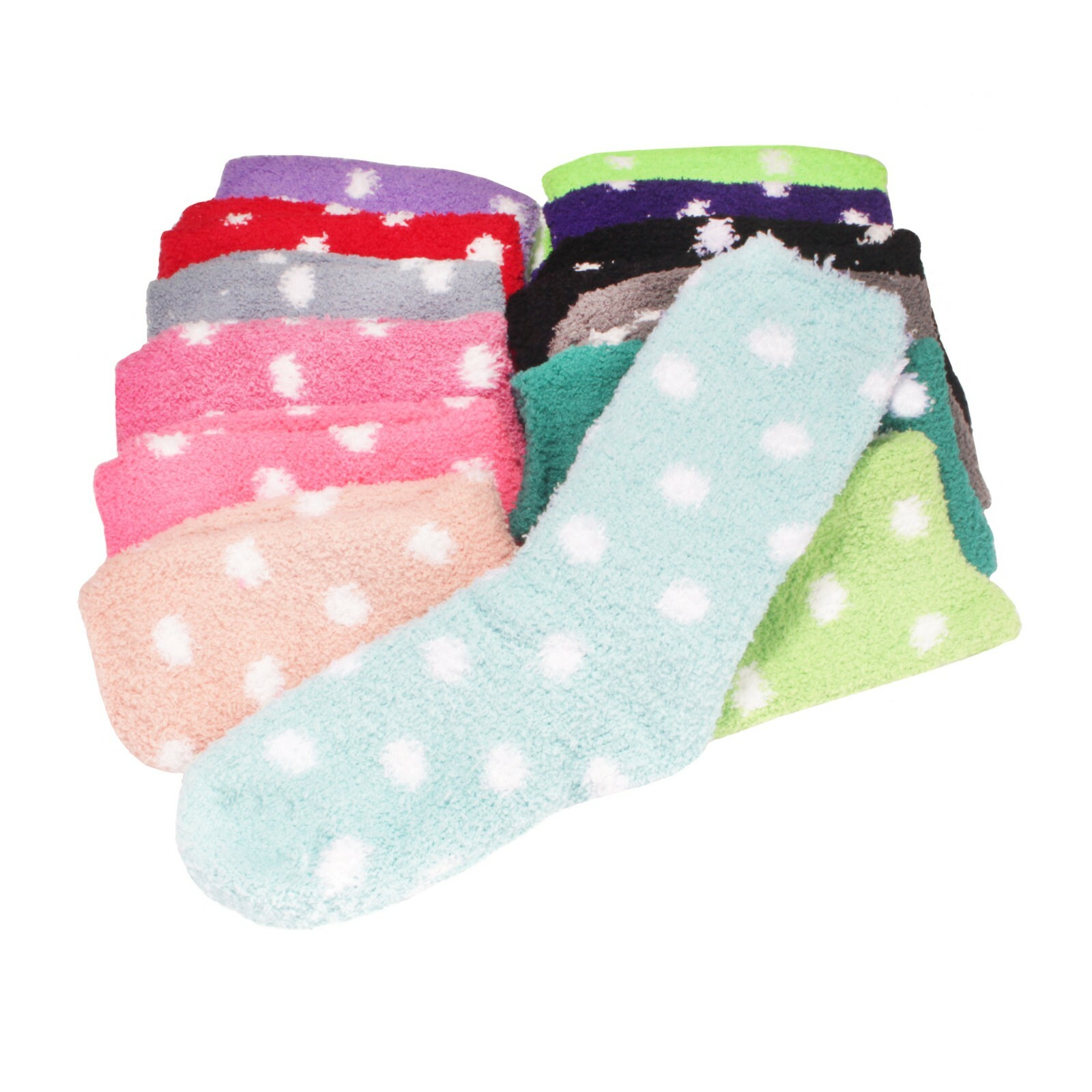 BambooMN Super Soft Warm Microfiber Cozy Fuzzy Polka Dot Socks – 3 Pairs