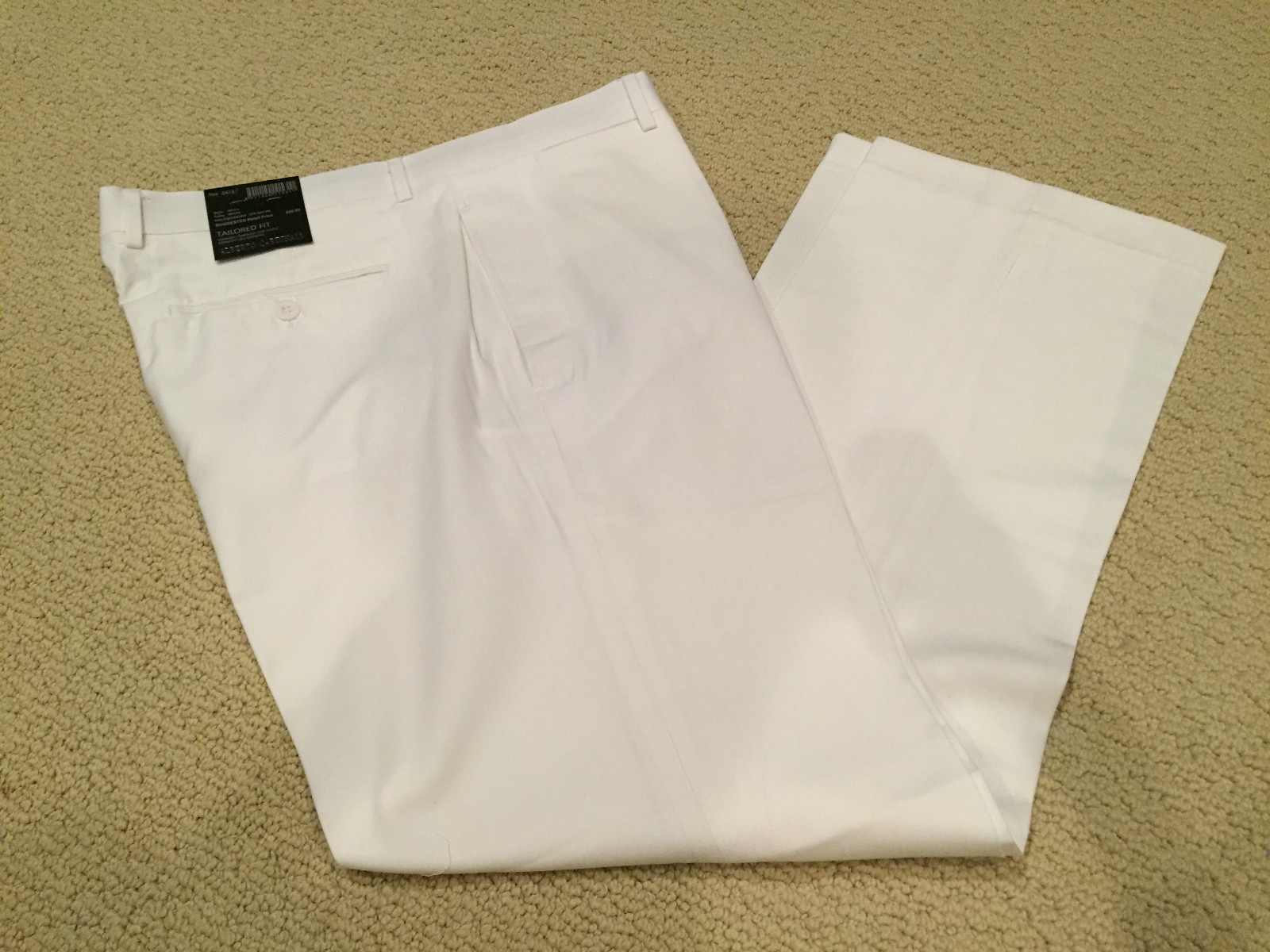 NWT Men’s Alberto Cardinali White Flat Front Dress Pants Slacks ALL SIZES LENGTH