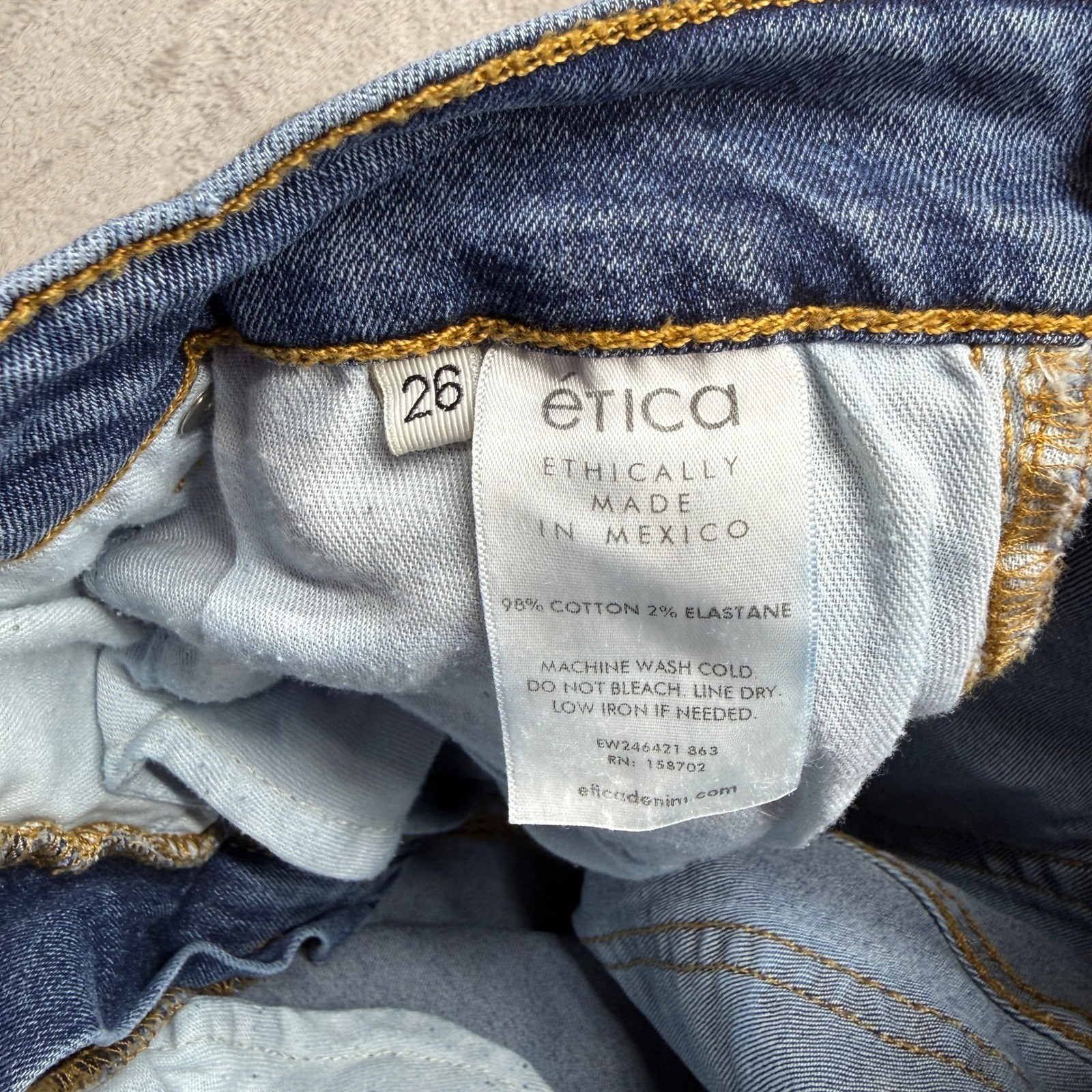 Etica Wide Leg Jeans Womens 26 Blue High Rise Raw Hem Retro 70s Flare Boho Denim