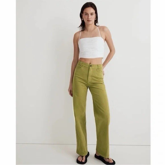 Women’s Madewell The Emmett Wide-Leg Artichoke Green Pants – Size 25
