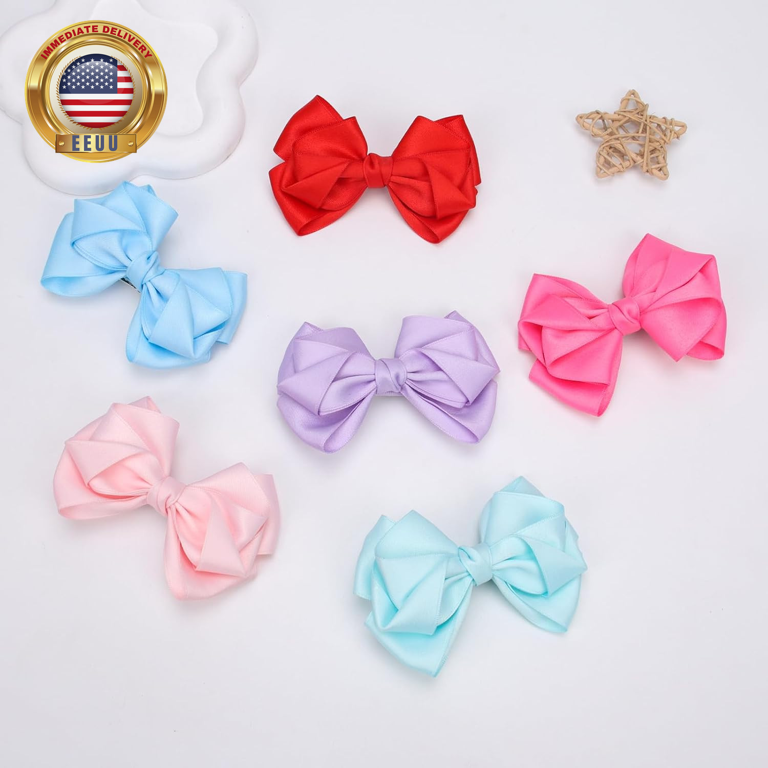 4.5 Inches Unique Hair Bows for Women Girls Thick Ribbon Boutique Alligator Clip