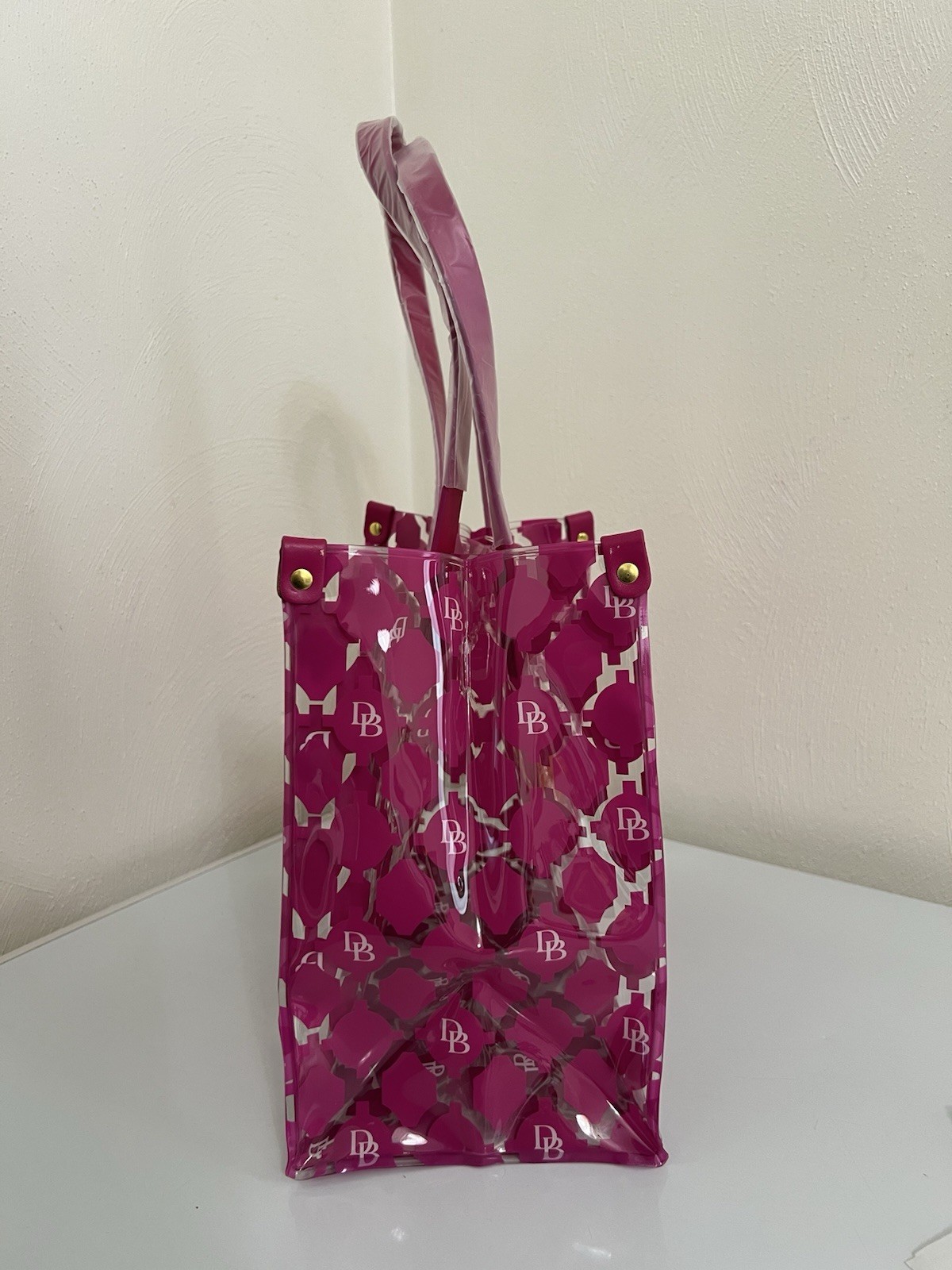 DOONEY & BOURKE DB MEDIUM SHOPPER TOTE HANDBAG CLEAR Transparent Hot Pink