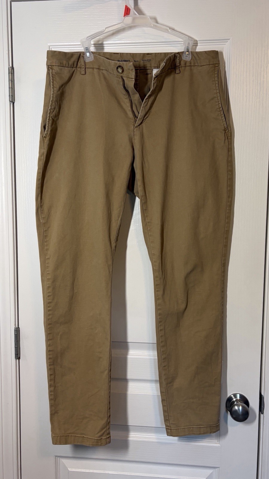 Old Navy Built-In Flex Men’s Brown Twill Chino Pants Straight Leg Flat Front 33