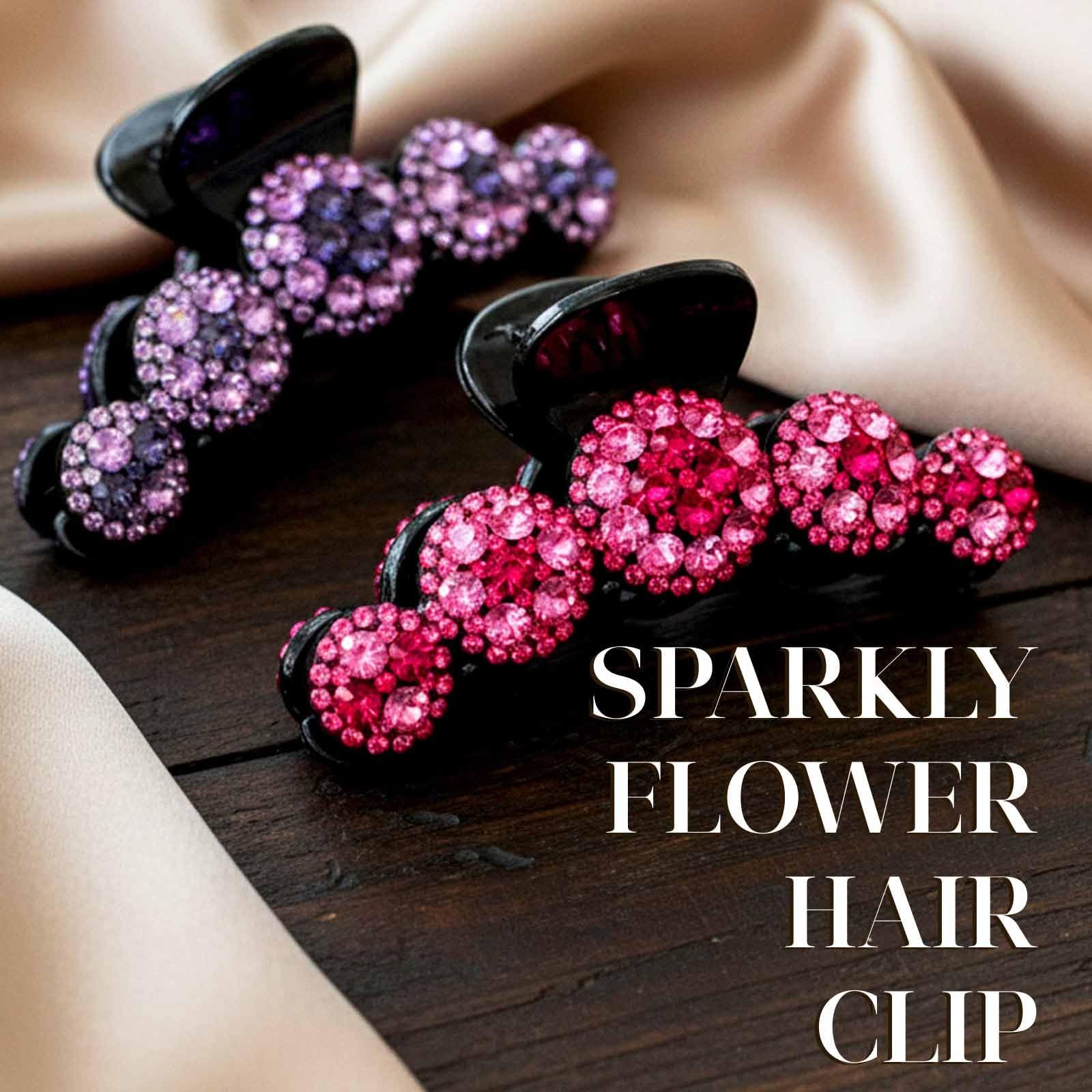 Pecieco Pink Rhinestone Hair Claw Clip 1 Count (Pack of 2), a-Pink & Purple