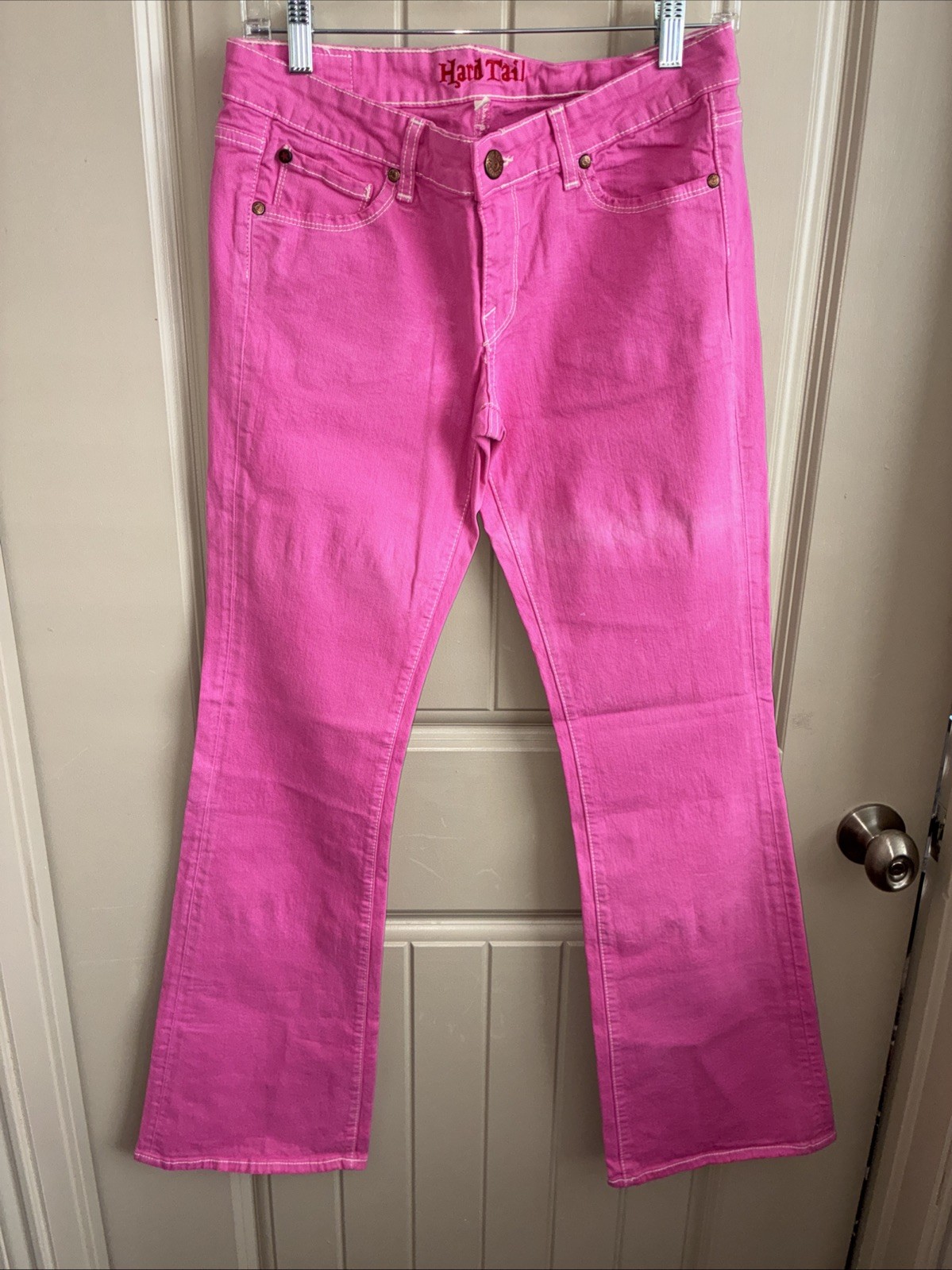 Hard Tail Size 30 Hot Pink Low Rise Flare Jeans