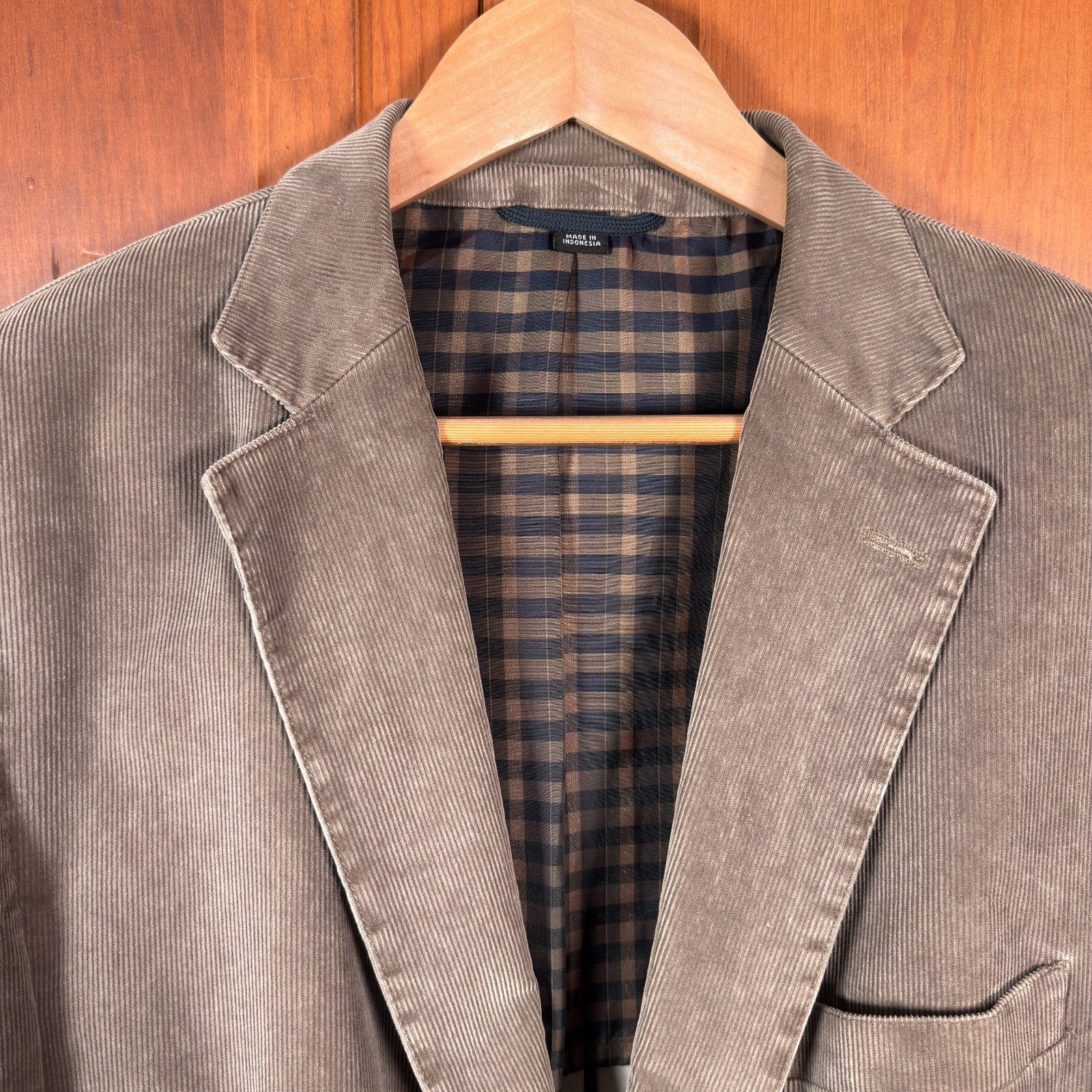 Haspel Corduroy Blazer Mens 46R Brown 2 Button Sport Cotton Half Lined *READ